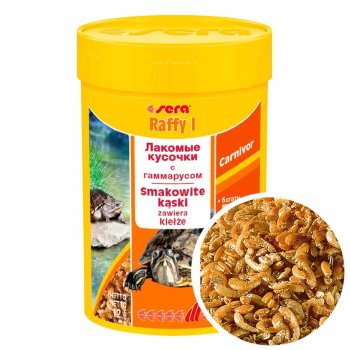 Натуральный корм для водных черепах Sera Raffy I, банка Кормовая смесь с гаммарусом. Натуральный корм для водных черепах