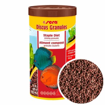 Основной корм для дискусов Sera Discus Granules, банка 1000 мл. Корм для яркости окраски красных форм Дискусов
