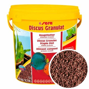 Основной корм для дискусов Sera Discus Granules, ведро 10 л. Корм для яркости окраски красных форм Дискусов