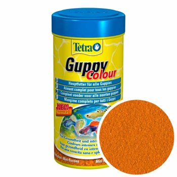 Корм для окраса Гуппи Tetra Guppy Colour, банка 250 мл. Корм для окраса всех видов гуппи, усилителее окраса для более ярких цветов