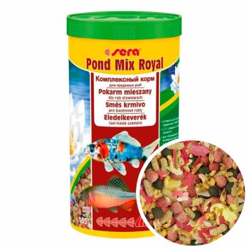 Корм для всех прудовых рыб Sera Mix Royal, банка 1000мл/85г. Корм для всех прудовых рыб, смесь кормов для прудов со смешанным сообществом рыб