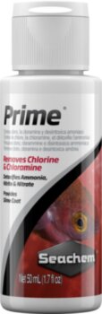 Препарат Seachem Prime 50 мл. Кондиционер как для пресной, так и для морской воды. Prime ® удаляет хлор, хлорамин, тяжелые металлы и связывает аммиак, нитриты и нитраты.