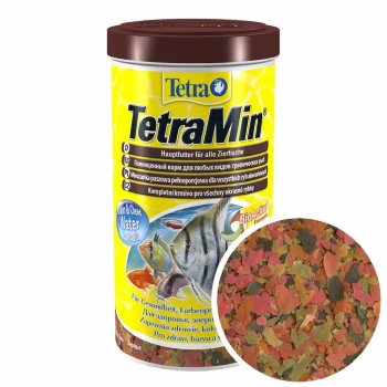 Основной корм для всех рыб Tetra Min, банка 1000 мл. Основной, ежедневный корм для всех видов аквариумных рыб в виде хлопьев. 