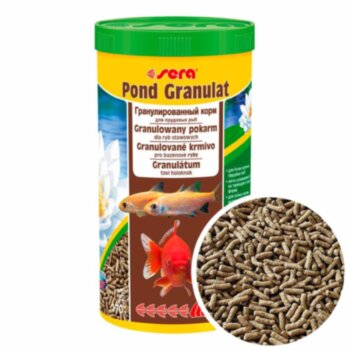 Корм для всех прудовых рыб Sera Pond Granulat, банка 1000мл/170г. ​Гранулированный корм для всех прудовых рыб, для более крупных прудовых рыб