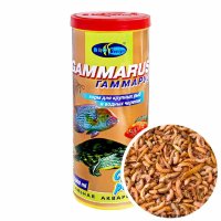Натуральный корм для рыб и черепах Биодизайн Гаммарус, банка 1000мл/105г.