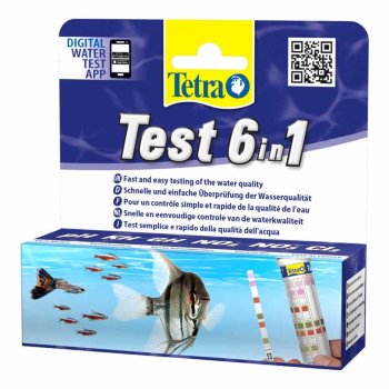 Набор основных тестов для аквариума Tetra Test 6in1 (25 полосок) Быстрая и простая проверка качества воды на 6 показателей (pH, KH, GH, NO2, NO3, Cl2)