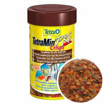 Основной корм для всех рыб Tetra Min Pro Crisps, банка 100 мл. Основной, ежедневный корм для всех видов аквариумных рыб в виде чипсов.