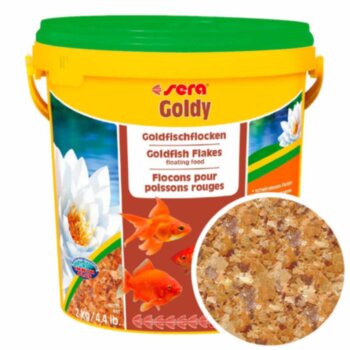 Корм для золотых рыб Sera Goldy, ведро 10 л. Основной корм для мелких золотых рыб, хлопьевидный корм