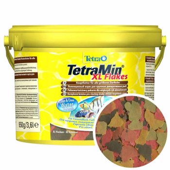 Основной корм для крупных рыб Tetra Min XL Flakes, ведро 3,6 л. Основной, ежедневный корм для больших рыб в виде крупных хлопьев для рыб с большим ртом
