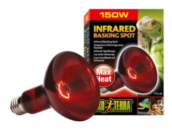 Лампа INFRARED BASKING SPOT 150Вт Exo Terra Повышает общую температуру воздуха в террариуме, создает инфракрасное излучение.