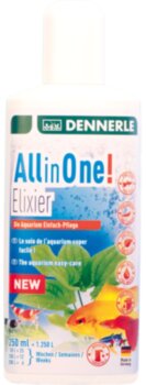 Добавка Dennerle All in One! Elixier 250 мл. Комплексный препарат для ухода за аквариумом, идеально подходит для начинающих аквариумистов. Содержит 12 важных компонентов: