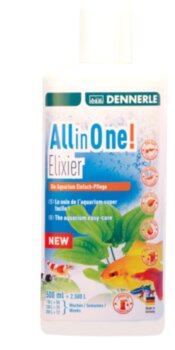 Добавка Dennerle All in One! Elixier 500 мл. Комплексный препарат для ухода за аквариумом, идеально подходит для начинающих аквариумистов. Содержит 12 важных компонентов: