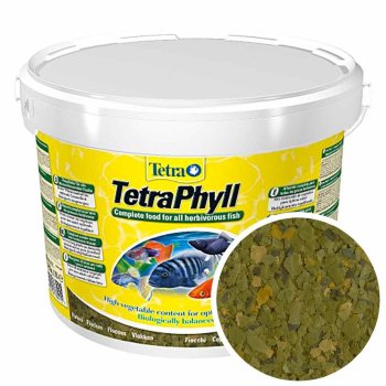 Корм для растительноядных рыб Tetra Phyll, ведро 10 л. Основной, корм для растительноядных рыб в виде хлопьев.