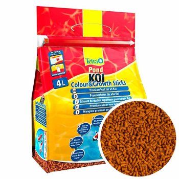 Энергетический корм для карпов Кои Tetra Pond Koi Color Grouth Sticks, мешок 4 л. Специальный энергетический корм в виде палочек, предназначенный для карпов Кои, длина которых более 25 см - ещё больше жизненной энергии, здоровый рост и интенсивность окраски. 