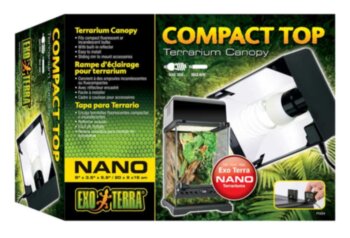 Компактный светильник Compact Top Nano для PT-2601 Exo Terra ​Устанавливается на крышу террариума для ламп флуоресцентных и ламп накаливания Exo Terra (максимум 25 Вт) 